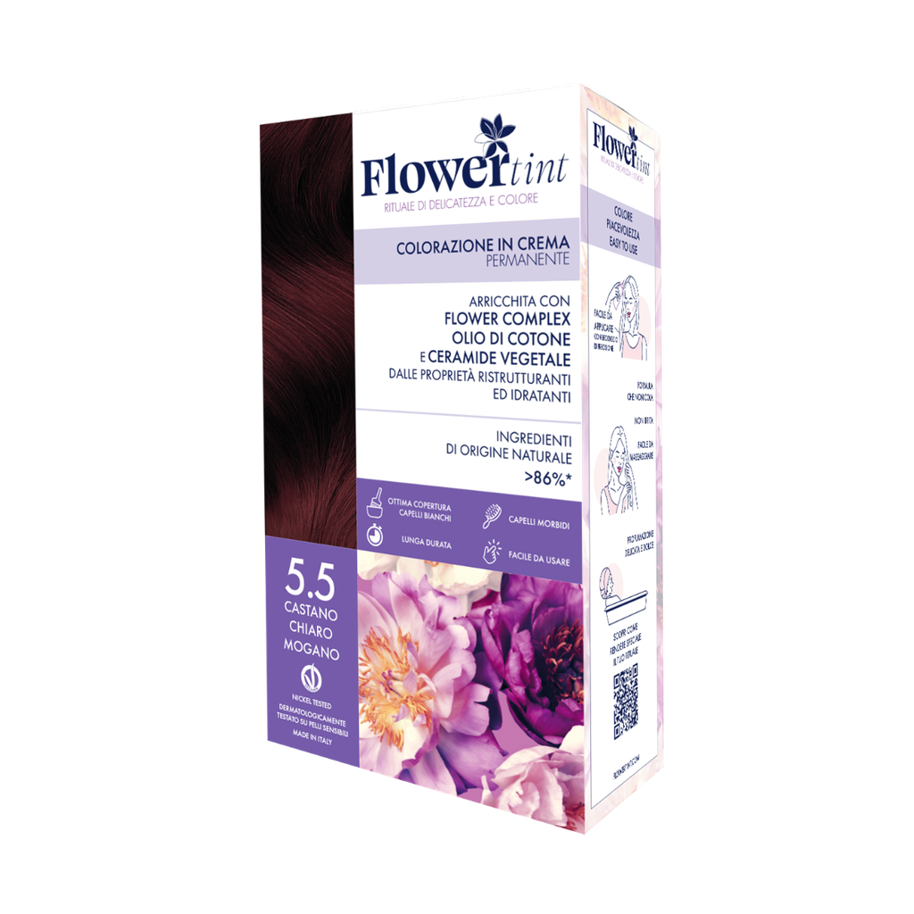 Tinta per Capelli Permanente FlowerTint 5.5 Castano Chiaro Mogano