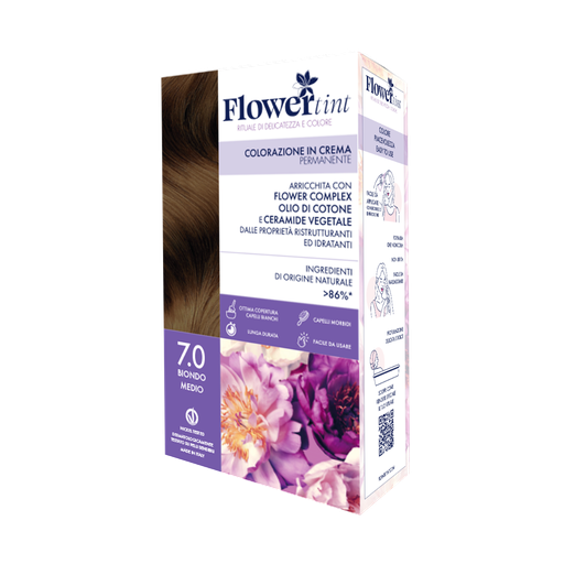 [8057206780061] Tinta per Capelli Permanente FlowerTint 7.0 Biondo Medio