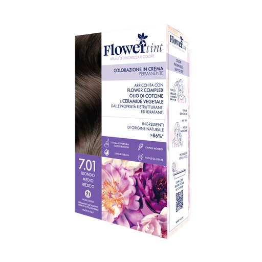 [8057206780122] Tinta per Capelli Permanente FlowerTint 7.01 Biondo Medio Freddo