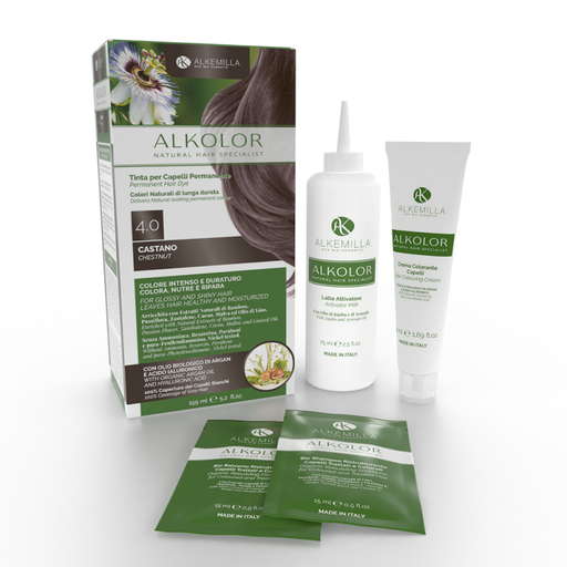 [8051414385377] Tinta per Capelli Permanente Alkolor Alkemilla (4.0 Castano)