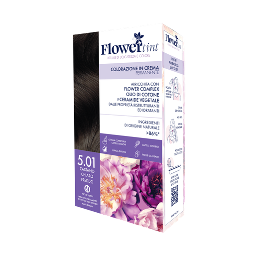 [8057206780108] Tinta per Capelli Permanente FlowerTint 5.01 Castano Chiaro Freddo